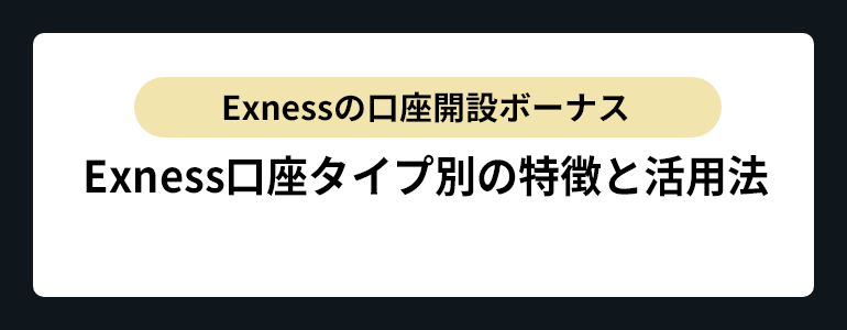 Exness口座タイプ別の特徴と活用法